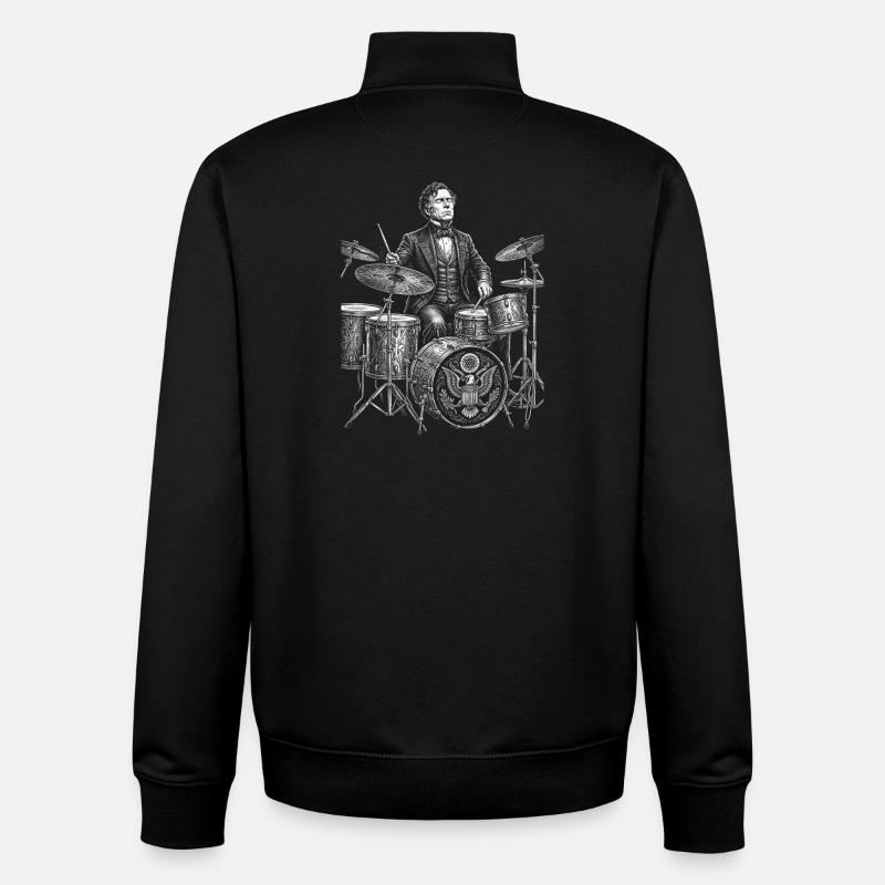 Franklin Pierce joue de la batterie - Sweat zippé unisexe en coton bio Stanley/Stella - noir