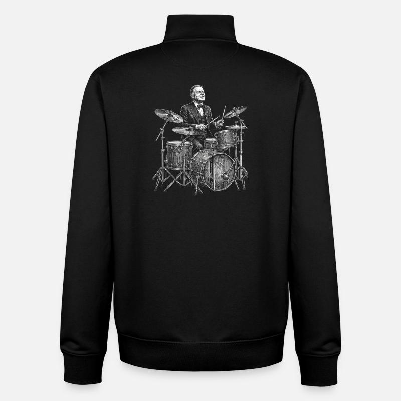 Herbert Hoover plays drums - Unisex Organic Zip Sweatshirt by Stanley/Stella - black