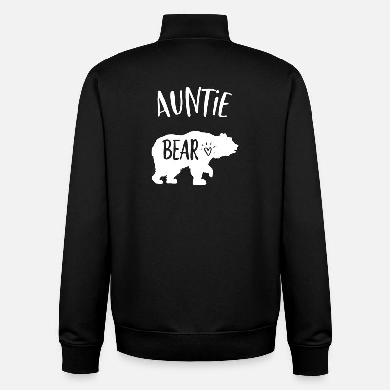 Auntie Bear Silhouette - Unisex Organic Zip Sweatshirt by Stanley/Stella - black