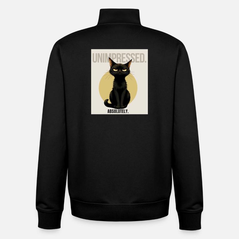 Unimpressed. – Sarcastic Black Cat Design - Unisex Organic Zip Sweatshirt by Stanley/Stella - black