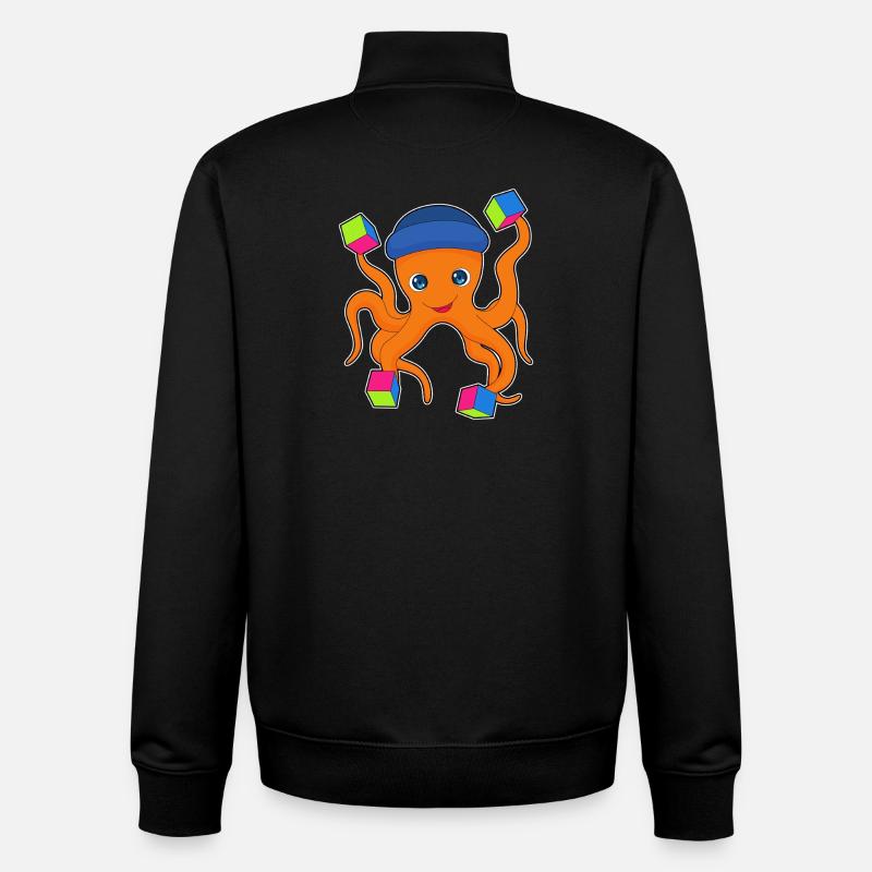 Cube de pieuvre - Sweat zippé unisexe en coton bio Stanley/Stella - noir