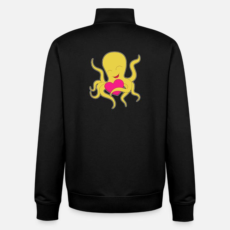 Krake Herz - Unisex Organic Zip Sweatshirt von Stanley/Stella - Schwarz