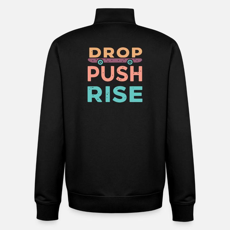 Drop Push Rise Skateboard - Sweat zippé unisexe en coton bio Stanley/Stella - noir