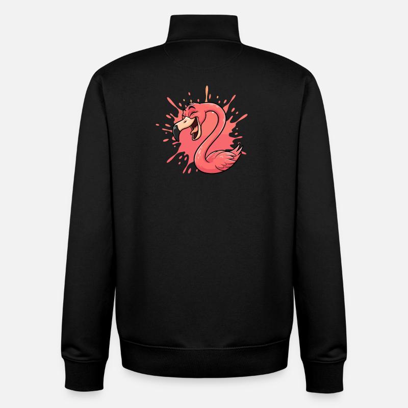 Flamingo Spritz Cartoon Rose - Sweat zippé unisexe en coton bio Stanley/Stella - noir