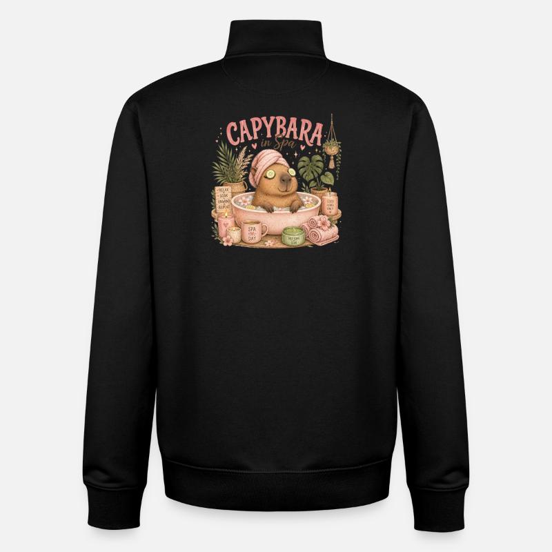 Capybara Spa Auszeit - Unisex Organic Zip Sweatshirt von Stanley/Stella - Schwarz