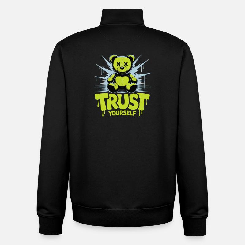 Trust Yourself Bear Graffiti - Unisex Organic Zip Sweatshirt by Stanley/Stella - black