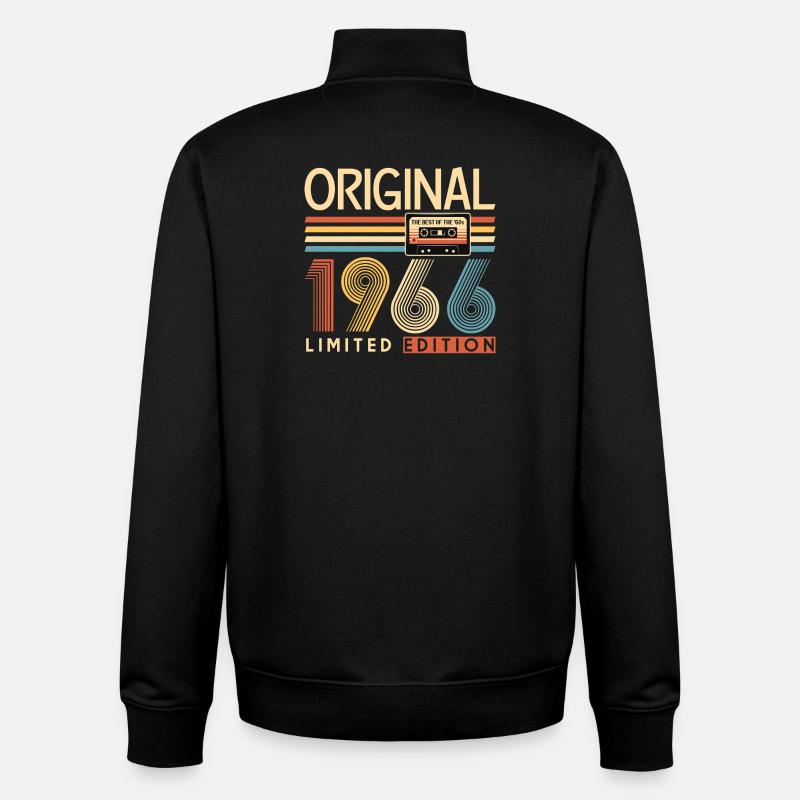 60 ans, 60e anniversaire - Sweat zippé unisexe en coton bio Stanley/Stella - noir
