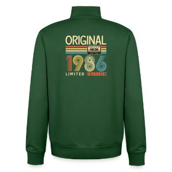 40 ans, 40e anniversaire - Sweat zippé unisexe en coton bio Stanley/Stella - vert bouteille - Dos - AI Model Male 185 dark (185cm)