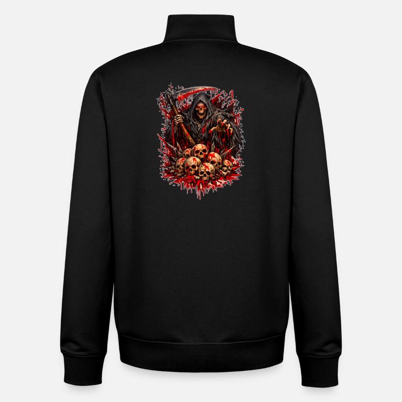 Grim Reaper with Skull Mountain - Unisex Organic Zip Sweatshirt by Stanley/Stella - black