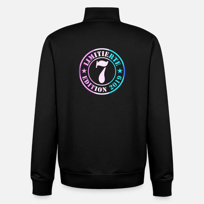 7e anniversaire garçon fille - Sweat zippé unisexe en coton bio Stanley/Stella - noir