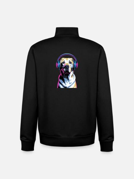 Labrador avec casque - Sweat zippé unisexe en coton bio Stanley/Stella - noir