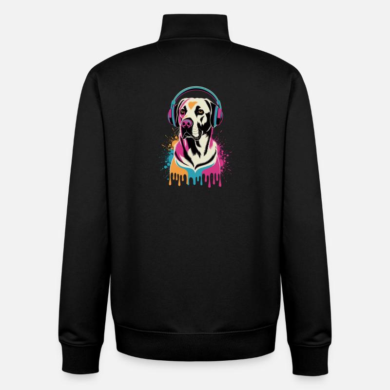 Labrador avec casque - Sweat zippé unisexe en coton bio Stanley/Stella - noir