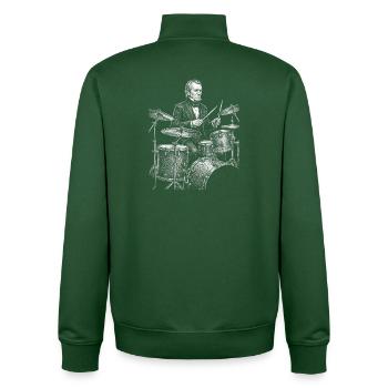 James K. Polk joue de la batterie - Sweat zippé unisexe en coton bio Stanley/Stella - vert bouteille - Dos - AI Model Male 185 dark (185cm)