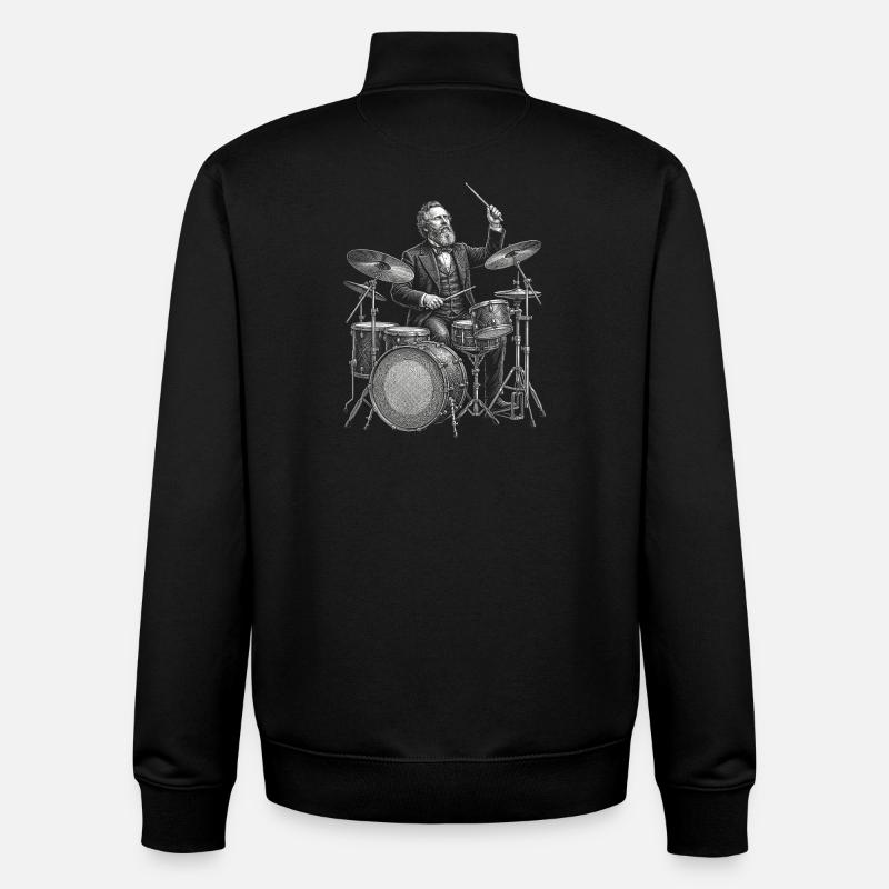 Rutherford B. Hayes plays drums - Unisex Organic Zip Sweatshirt by Stanley/Stella - black