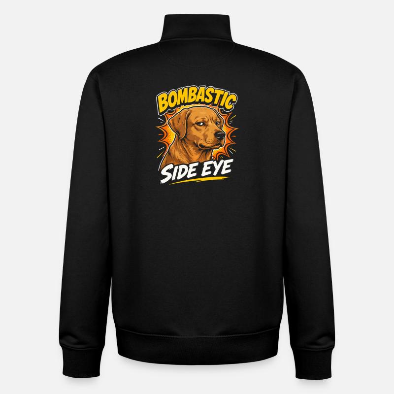 Bombastic Side Eye Dog - Unisex Organic Zip Sweatshirt by Stanley/Stella - black
