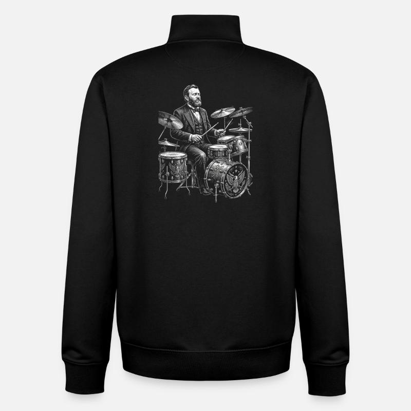 Ulysses S. Grant plays drums - Unisex Organic Zip Sweatshirt by Stanley/Stella - black