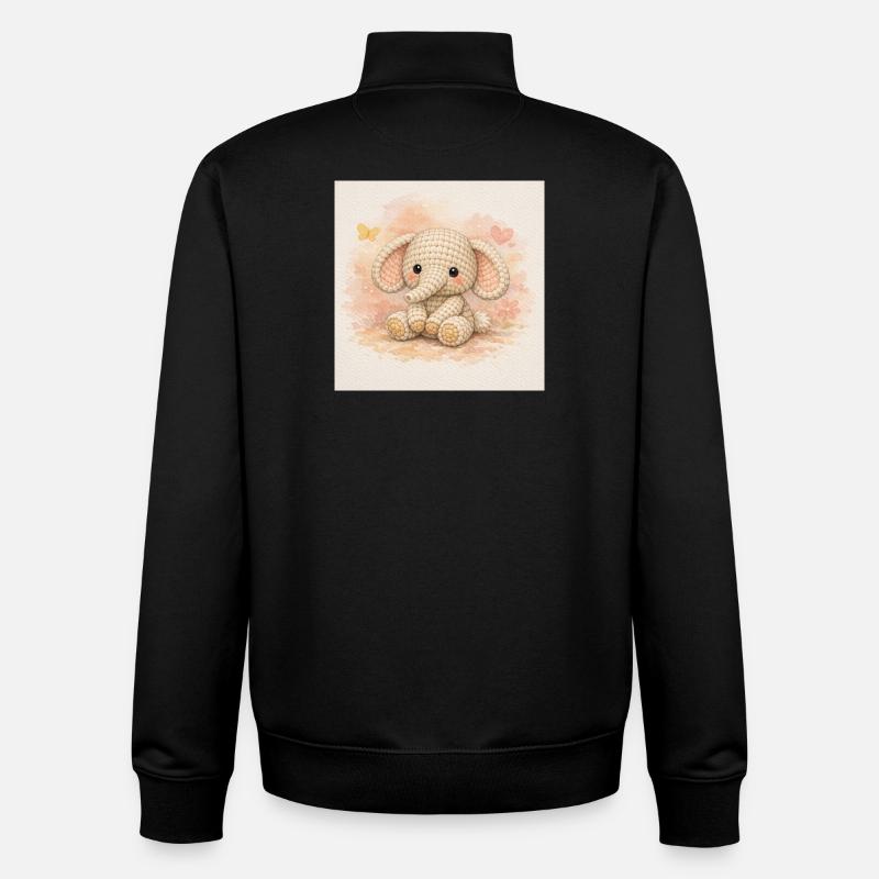Elephant de la laine - Sweat zippé unisexe en coton bio Stanley/Stella - noir