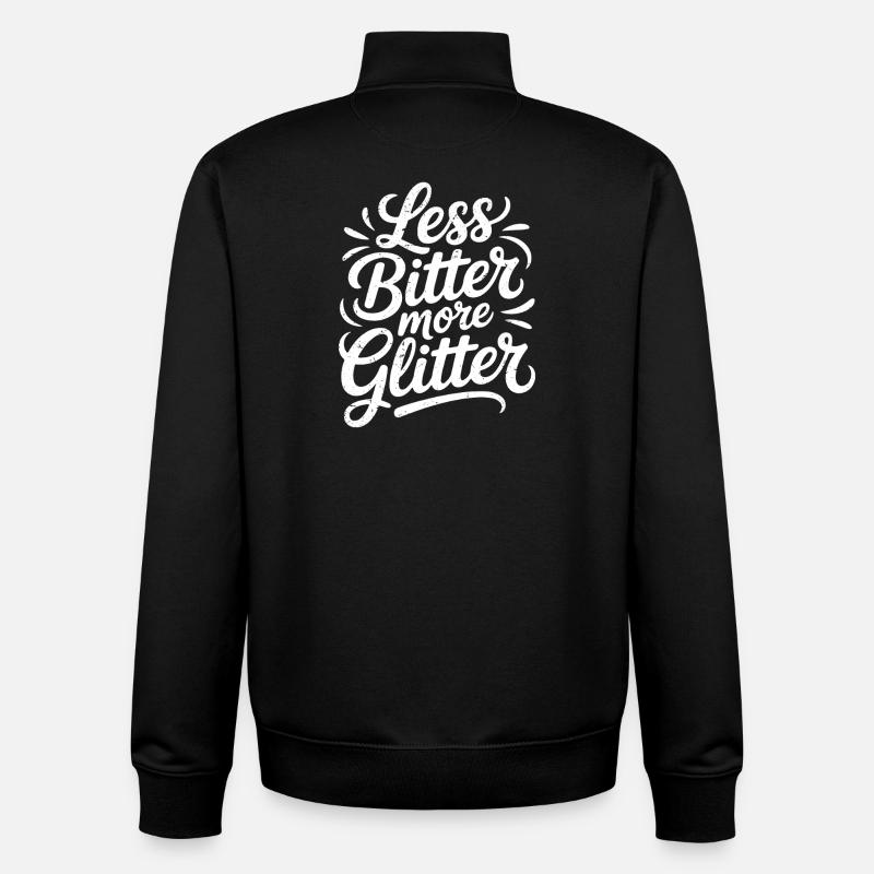 moins amer plus de paillettes - Sweat zippé unisexe en coton bio Stanley/Stella - noir