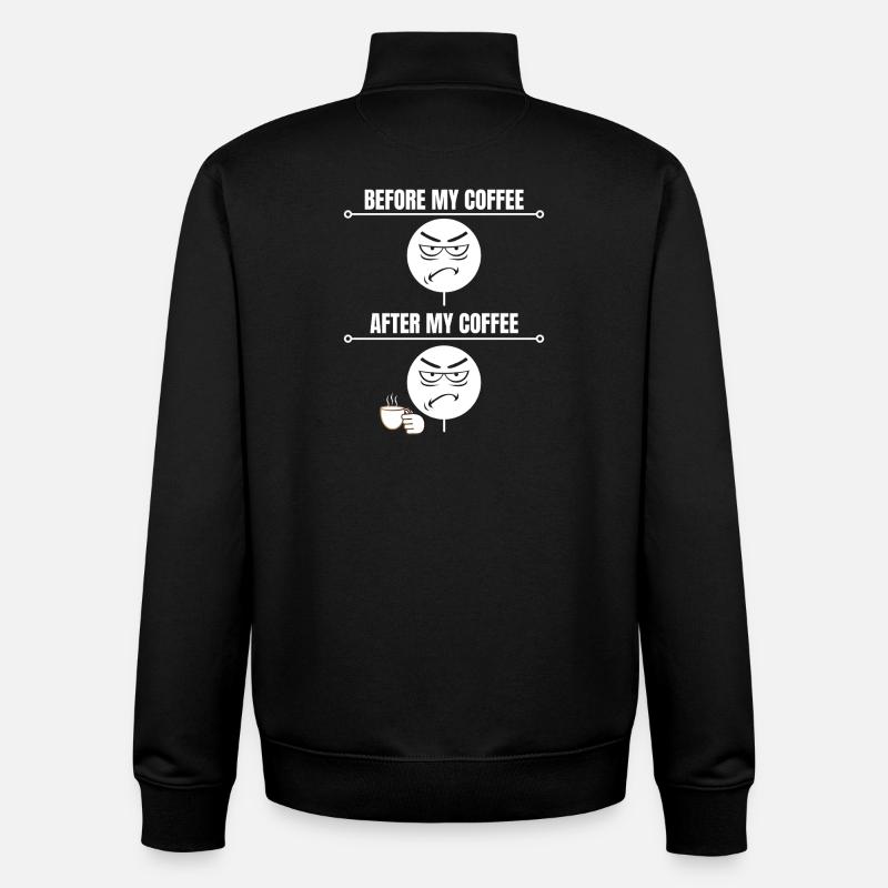 Grumpy Coffee Mood - Sweat zippé unisexe en coton bio Stanley/Stella - noir