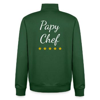 Papy Chef Étoiles - Sweat zippé unisexe en coton bio Stanley/Stella - vert bouteille - Dos - AI Model Male 185 dark (185cm)
