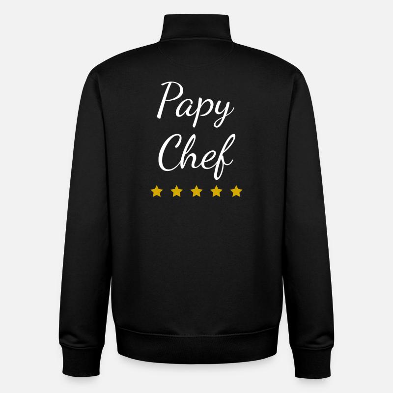 Papy Chef Étoiles - Sweat zippé unisexe en coton bio Stanley/Stella - noir