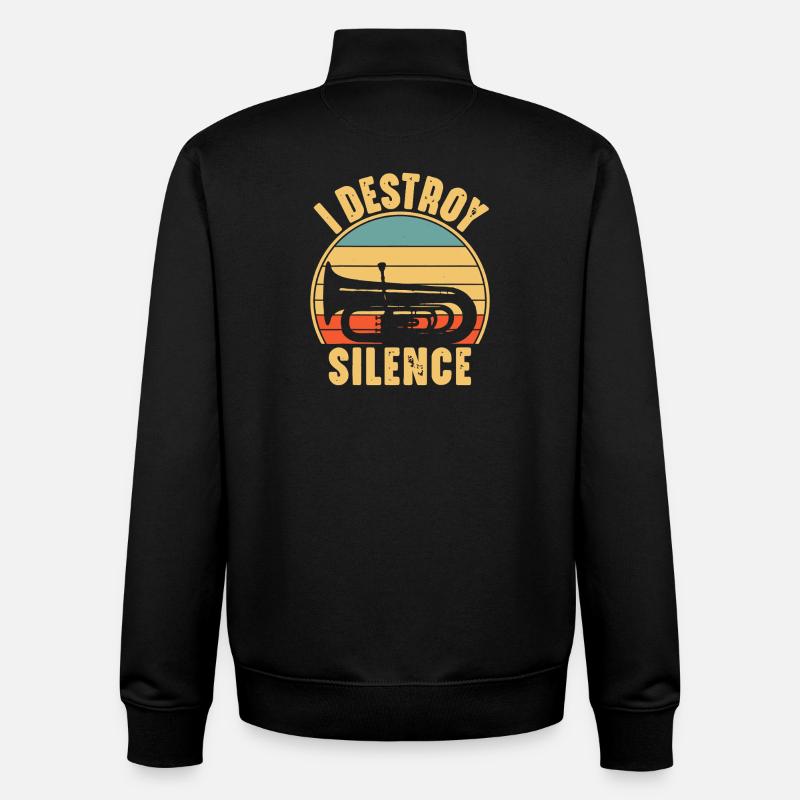 I Destroy Silence Trumpet - Unisex Organic Zip Sweatshirt by Stanley/Stella - black