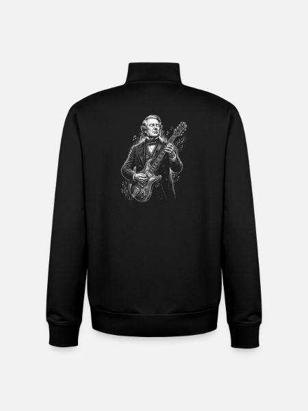 Millard Fillmore Playing Guitar - Unisex Organic Zip Sweatshirt by Stanley/Stella - black