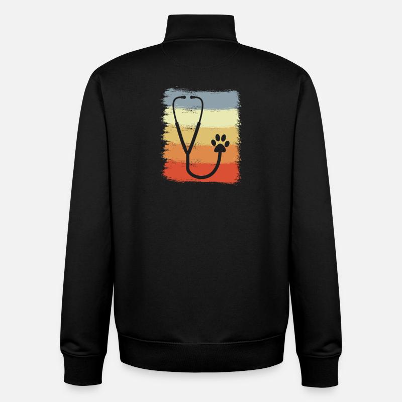 Dessin du stéthoscope - Sweat zippé unisexe en coton bio Stanley/Stella - noir