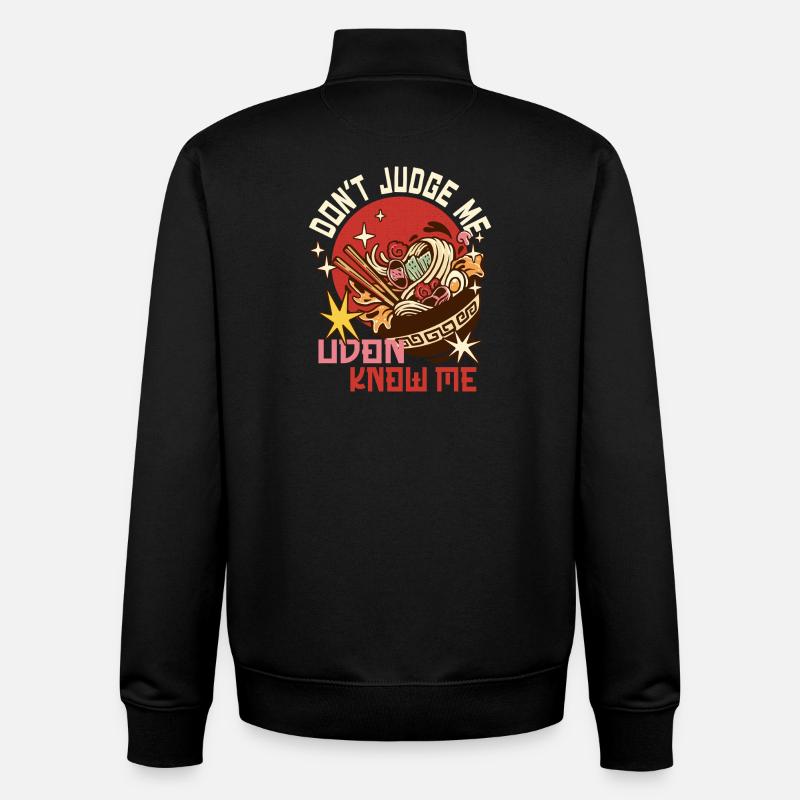 Udon, ne me jugez pas - Sweat zippé unisexe en coton bio Stanley/Stella - noir
