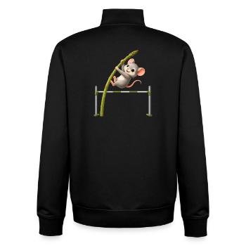 Lustige Maus beim Spargel Hochsprung Cartoon - Unisex Organic Zip Sweatshirt von Stanley/Stella - Schwarz - Hinten - AI Model Male 185 light (185cm)