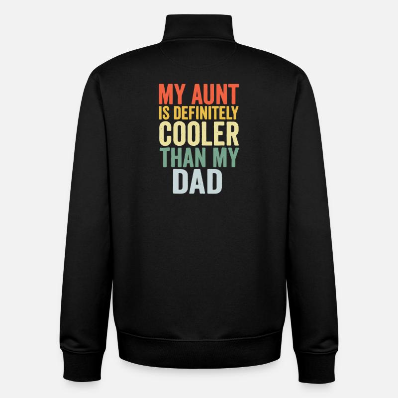 Aunt Cooler Than Dad Tee - Unisex Organic Zip Sweatshirt by Stanley/Stella - black