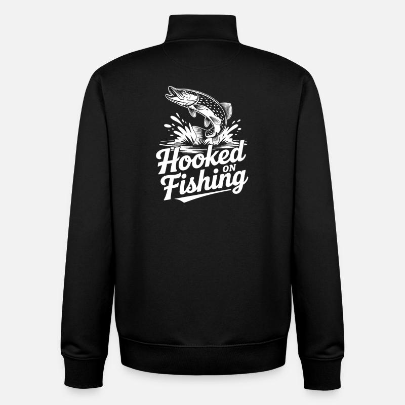 Graphique de pêche accroché - Sweat zippé unisexe en coton bio Stanley/Stella - noir
