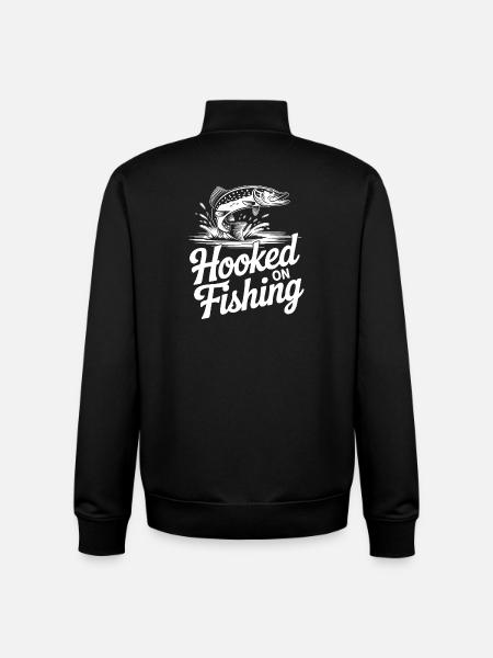 Hooked on Fishing - Unisex Organic Zip Sweatshirt by Stanley/Stella - black