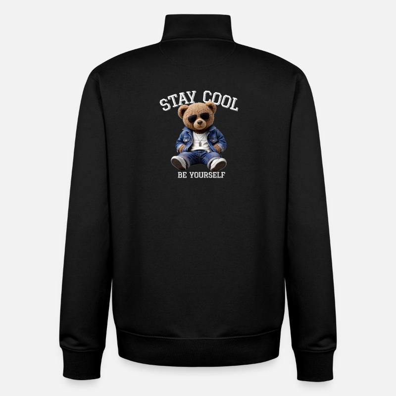 Stay Cool Be Yourself Teddy - Unisex Organic Zip Sweatshirt by Stanley/Stella - black