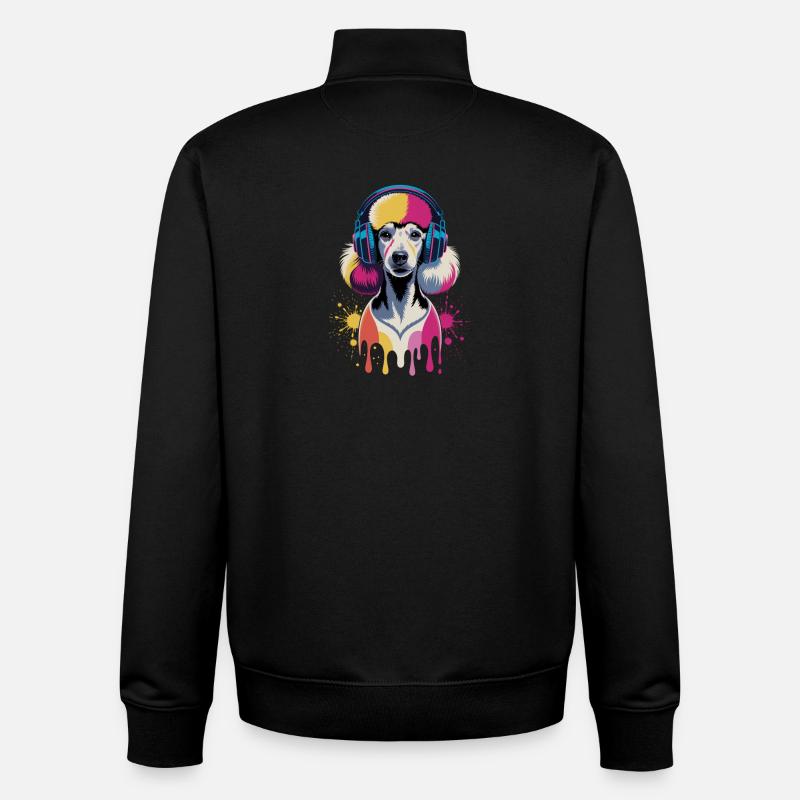 Pudel mit Kopfhörer - Unisex Organic Zip Sweatshirt von Stanley/Stella - Schwarz