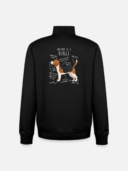 Beagle Dog Anatomy - Unisex Organic Zip Sweatshirt by Stanley/Stella - black