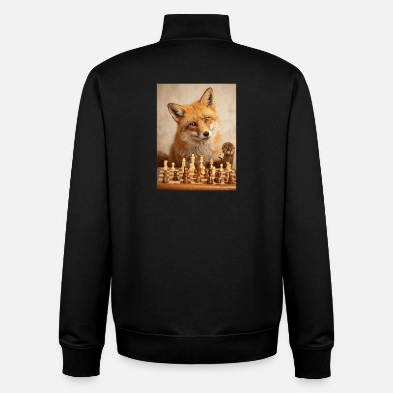 Fox playing chess - Unisex Organic Zip Sweatshirt by Stanley/Stella - black