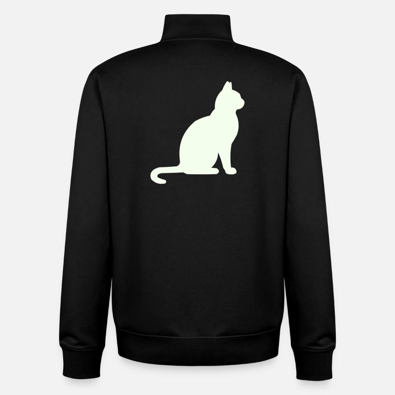 Moonlit Night Cat Silhouette - Unisex Organic Zip Sweatshirt by Stanley/Stella - black