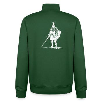 Ritter-Silhouette mit Schwert und Schild - Unisex Organic Zip Sweatshirt von Stanley/Stella - Flaschengrün - Hinten - AI Model Male 185 dark (185cm)