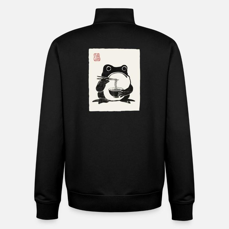 Japanisches Grumpy Frog Ramen-Nudelfest - Unisex Organic Zip Sweatshirt von Stanley/Stella - Schwarz