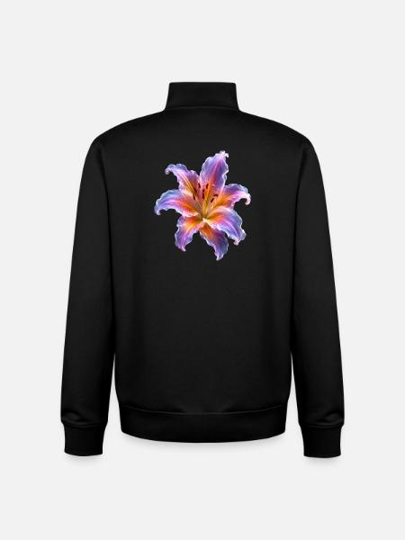 Motif floral abstrait Glowing Lily - Sweat zippé unisexe en coton bio Stanley/Stella - noir