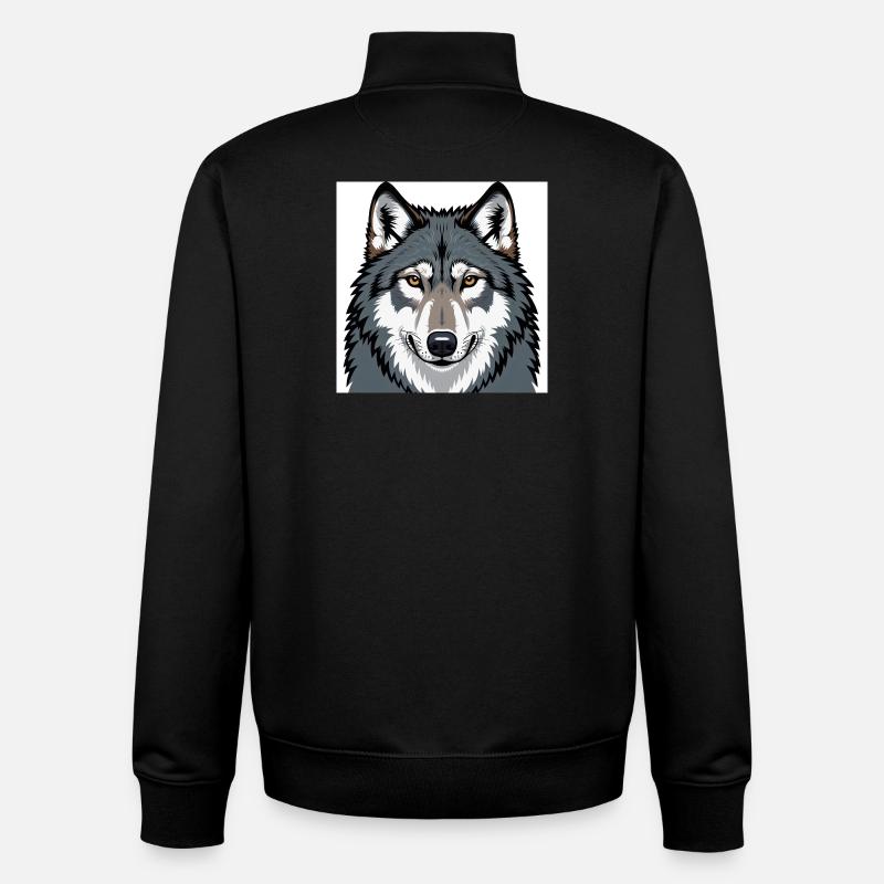 Wolf Illustratives Porträt - Unisex Organic Zip Sweatshirt von Stanley/Stella - Schwarz