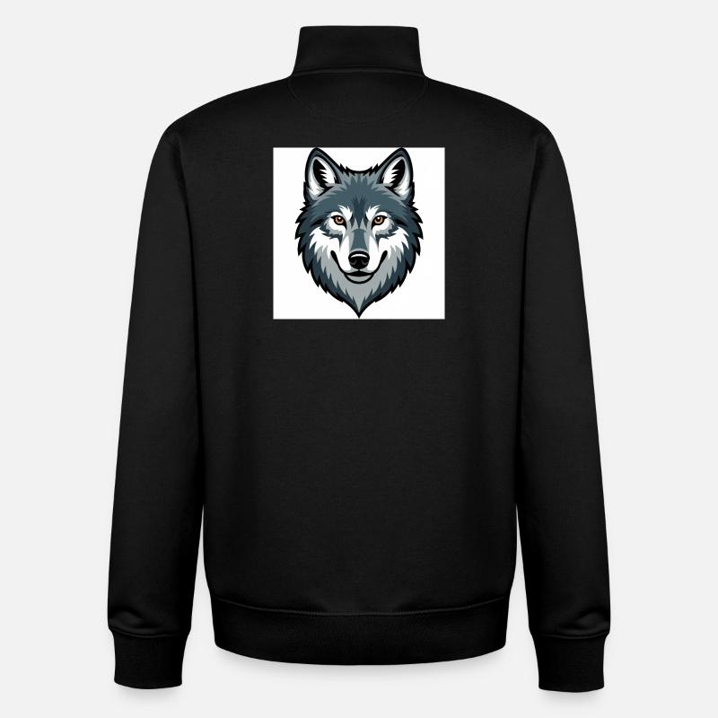 Wolf Head – illustration stylisée - Sweat zippé unisexe en coton bio Stanley/Stella - noir