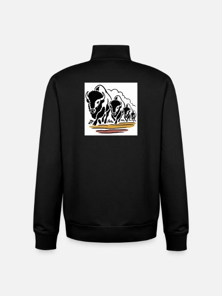 Büffelhorde in Bewegung - Unisex Organic Zip Sweatshirt von Stanley/Stella - Schwarz
