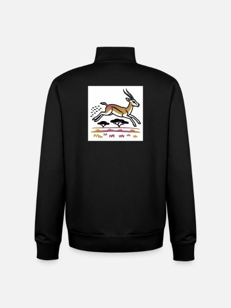 Gazelle in golden landscape - Unisex Organic Zip Sweatshirt by Stanley/Stella - black
