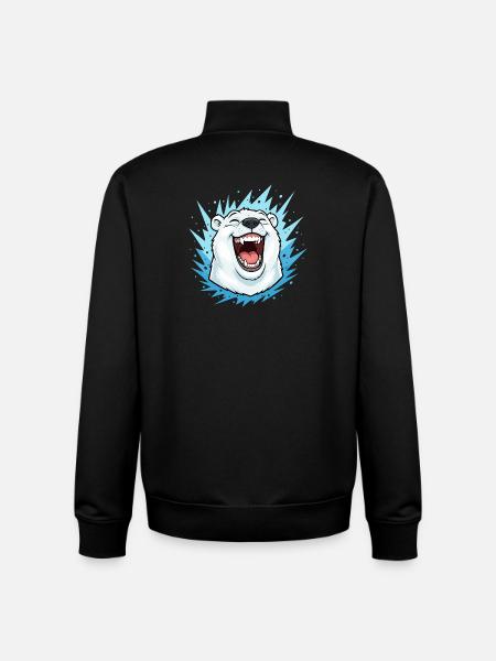Laughing Polar Bear in Blue Lightning - Unisex Organic Zip Sweatshirt by Stanley/Stella - black