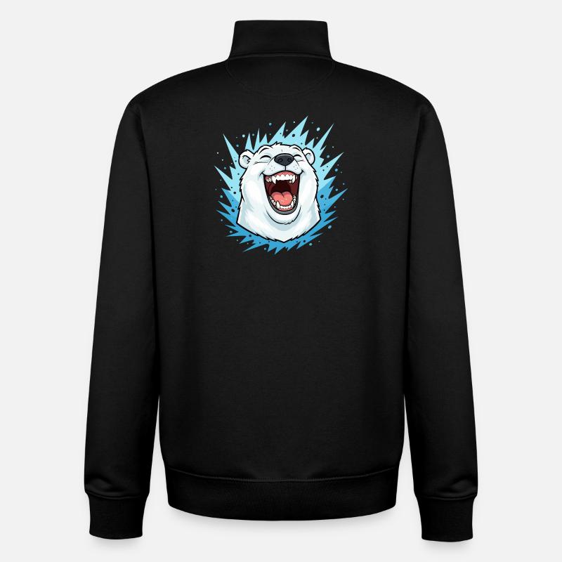 Lachender Eisbär im Blauen Blitz - Unisex Organic Zip Sweatshirt von Stanley/Stella - Schwarz