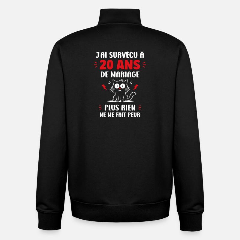 20 ans de mariage - Sweat zippé unisexe en coton bio Stanley/Stella - noir