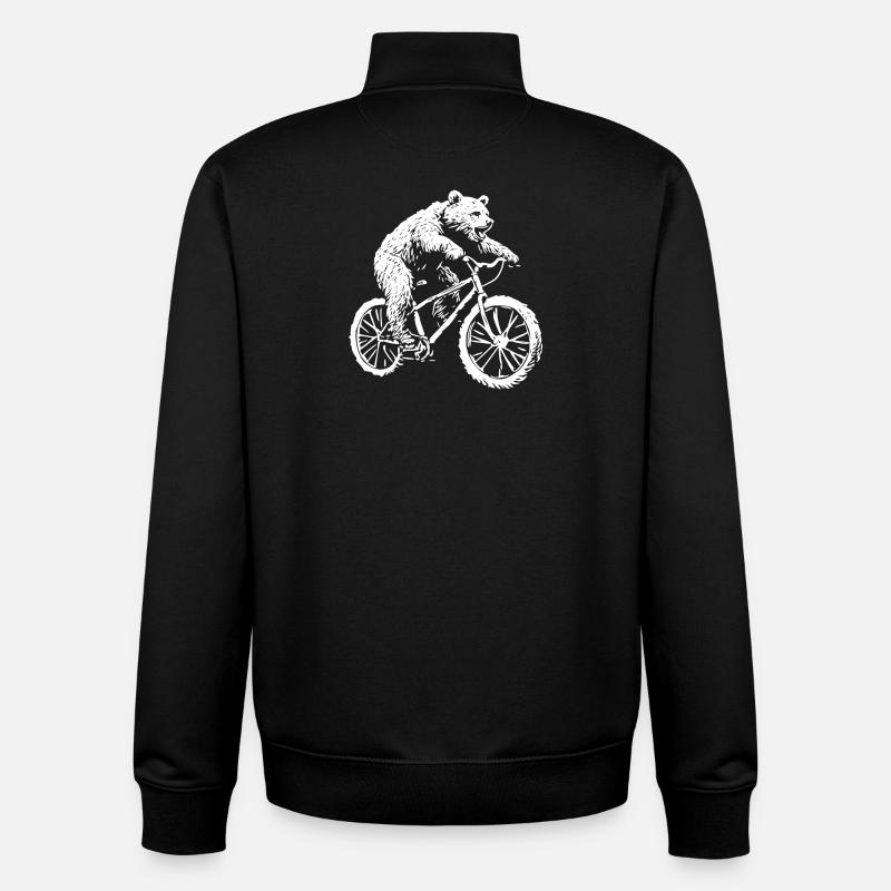 Bicycle Bear - Unisex Organic Zip Sweatshirt by Stanley/Stella - black