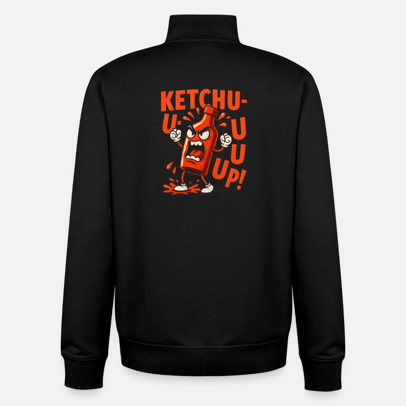 Bouteille de ketchup en colère - Sweat zippé unisexe en coton bio Stanley/Stella - noir